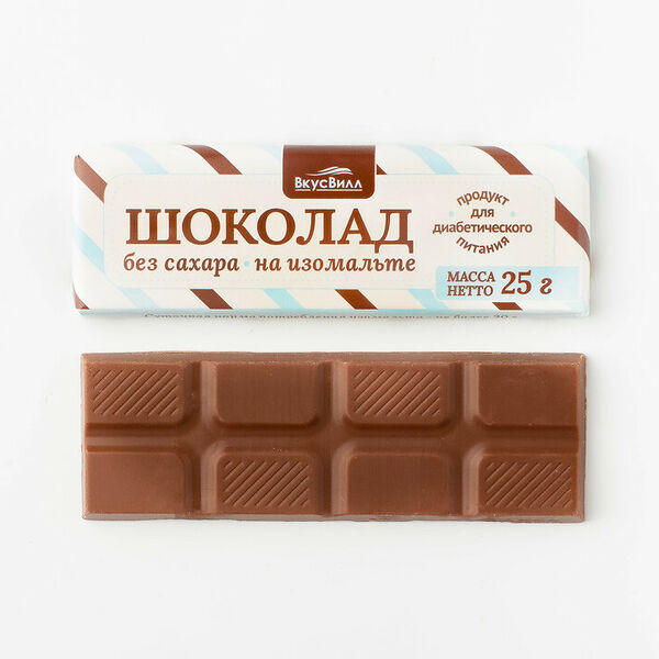 Шоколад без сахара Вкусвилл на изомальте, 25г