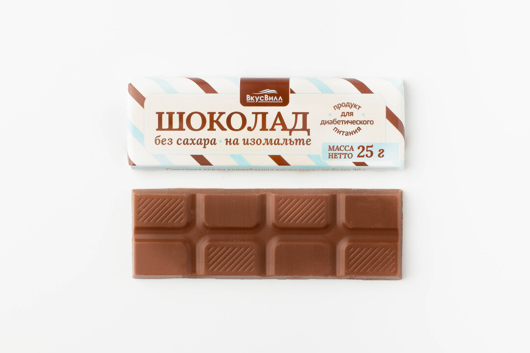 

Шоколад без сахара Вкусвилл на изомальте, 25г