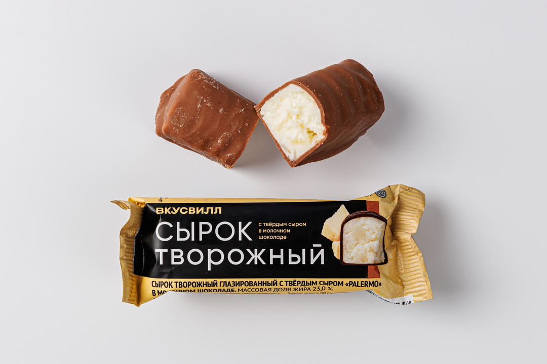 

Сырок творожный ВкусВилл с твердым сыром в молочном шоколаде 23% 55 г