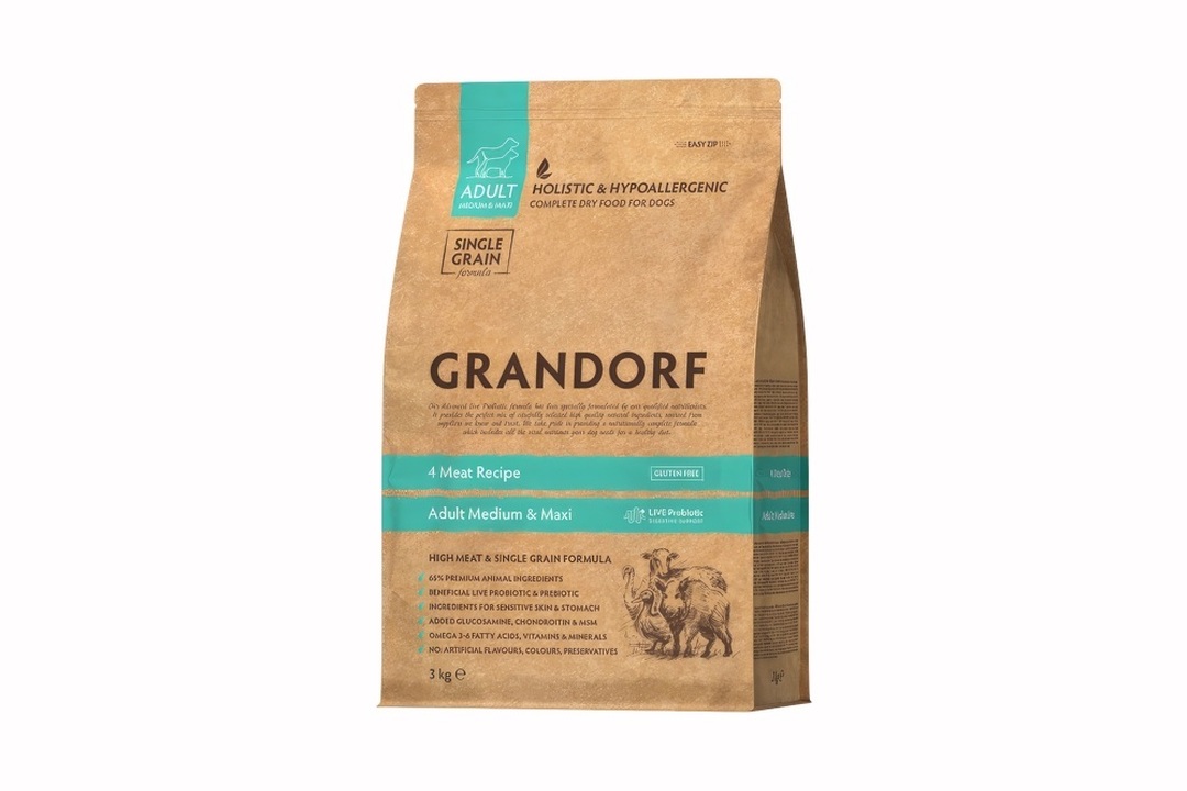 

Сухой корм для собак Grandorf 4 Meat Recipe Adult Medium & Maxi 4 вида мяса с живыми пробиотиками 3 кг