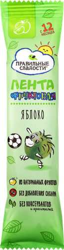 

Пастила Правильные сладости Фруктовая лента яблоко 15 г
