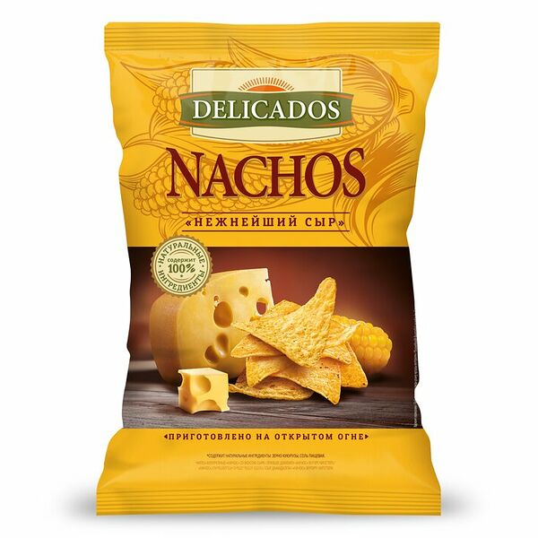 Чипсы кукурузные Delicados Nachos с нежнейшим сыром 150г