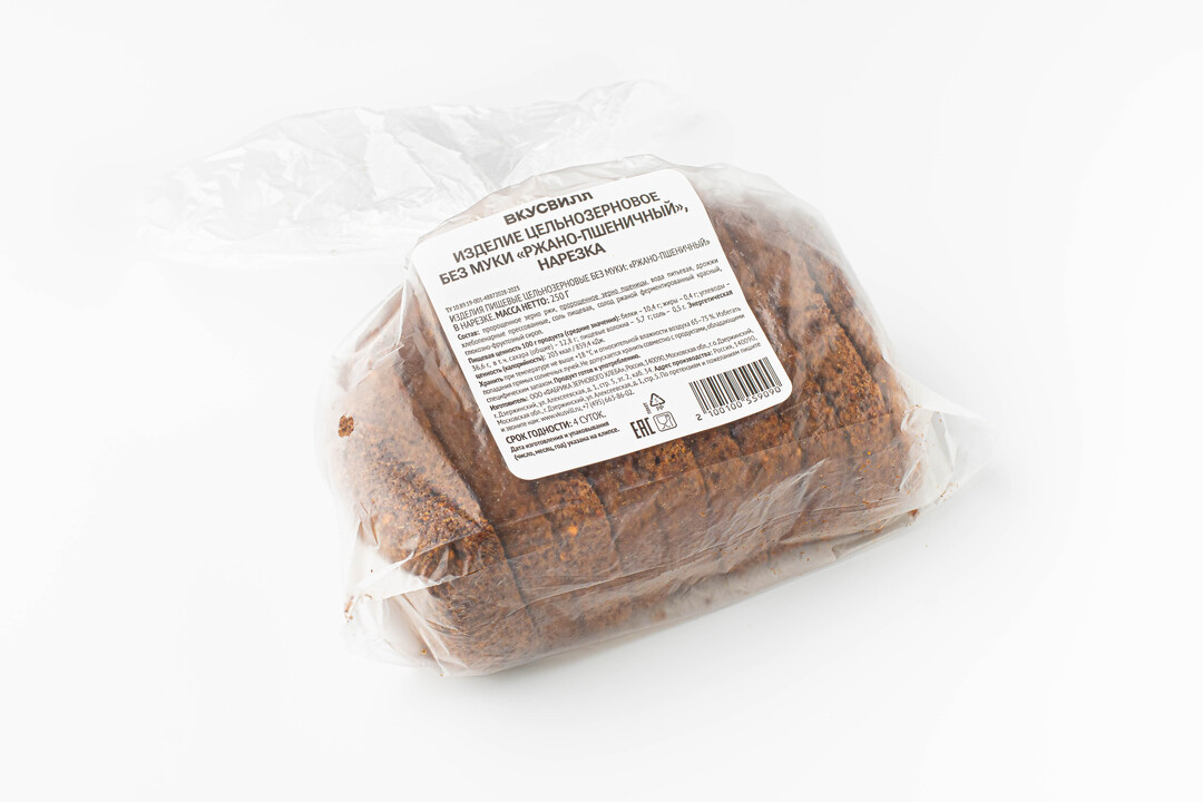 

Изделие цельнозер. без муки "Ржано- пшеничный",нарезка