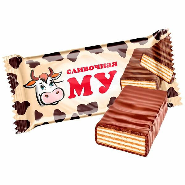 Конфеты Невский кондитер Сливочная Му вафельные в глазури со сливочным вкусом, вес