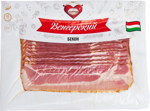 

Бекон сырокопченый Таврия Венгерский, нарезка 300 г