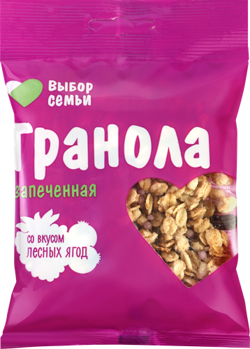 

Гранола Выбор семьи запеченная, со вкусом лесных ягод, 60 г