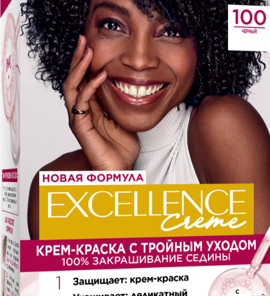 Стойкая крем-краска для волос Excellence, оттенок 1.00 Черный, 192 мл