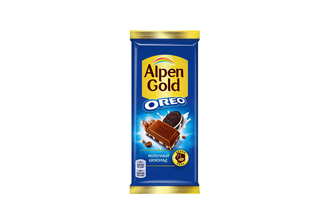 

Шоколад молочный Alpen Gold Oreo с ванильной начинкой и кусочками печенья 85 г