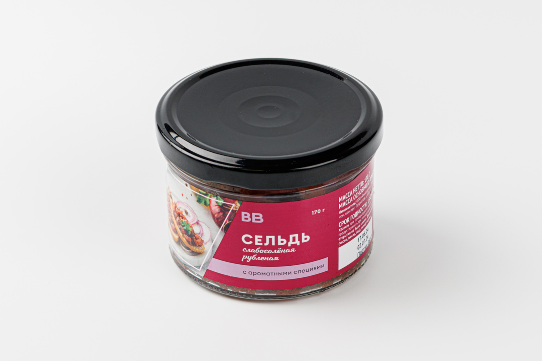 

Сельдь слабосоленая ВкусВилл рубленая с ароматными специями, 170 г