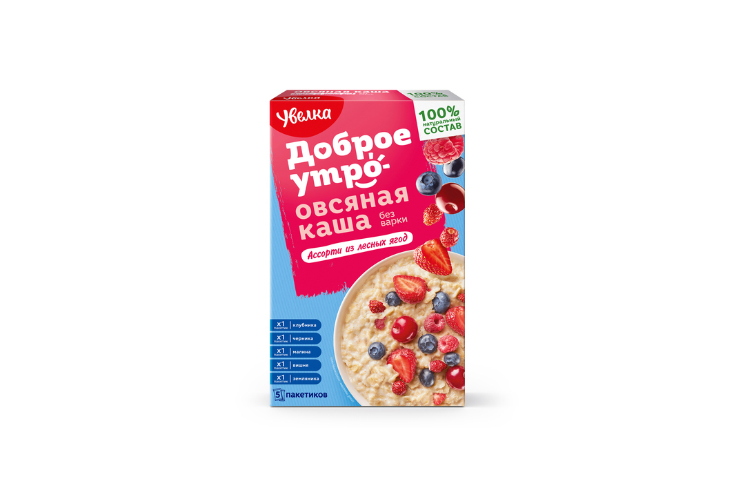 

Каша овсяная Увелка Ассорти из лесных ягод 5х40 г