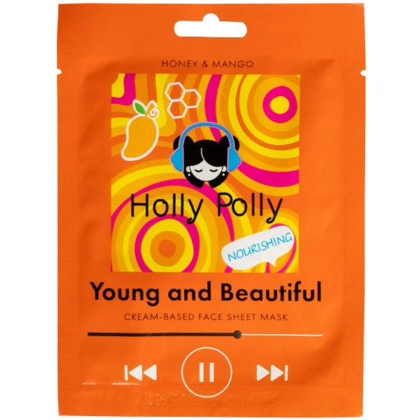 Маска тканевая для лица Holly Polly Young and Beautiful кремовая мед и манго, 22 г