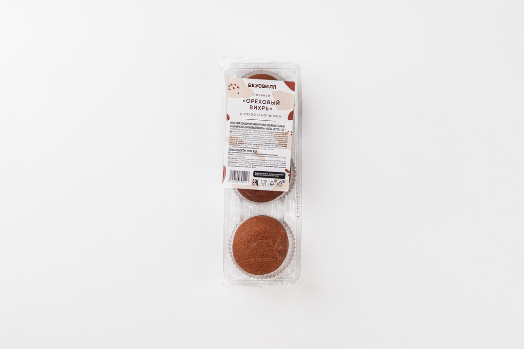 

Печенье Ореховый вихрь с какао и начинкой 110 г