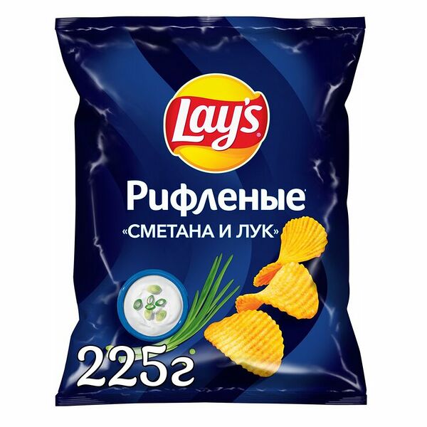 Чипсы картофельные рифленые Lay's Сметана и лук, 225 г