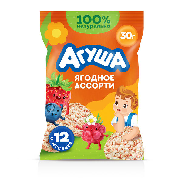 Мини-хлебцы Агуша Полезный перекус Ягодное ассорти с 12 месяцев 30 г
