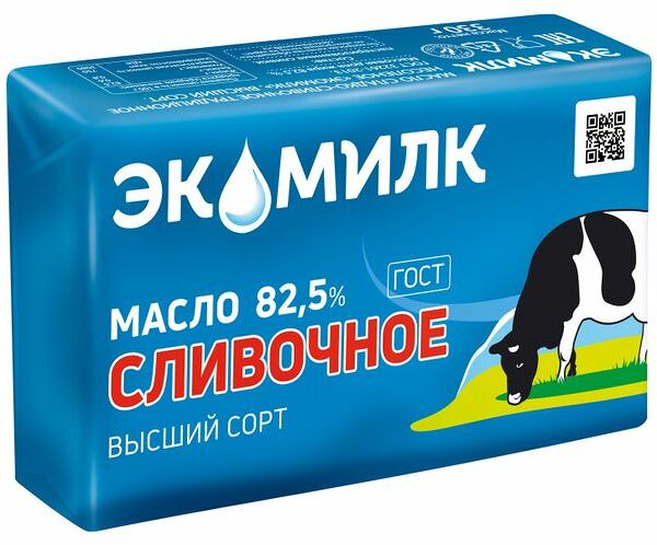 Масло Экомилк сливочное 82.5%, 330 г
