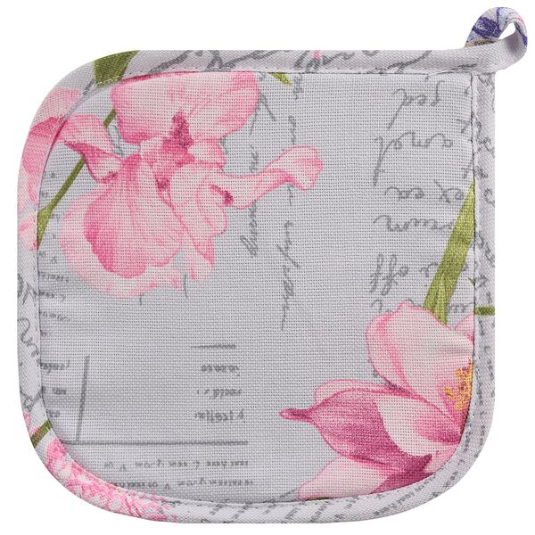 Прихватка кухонная Цветы, 18х18 см, рогожка, хлопок, в ассортименте
