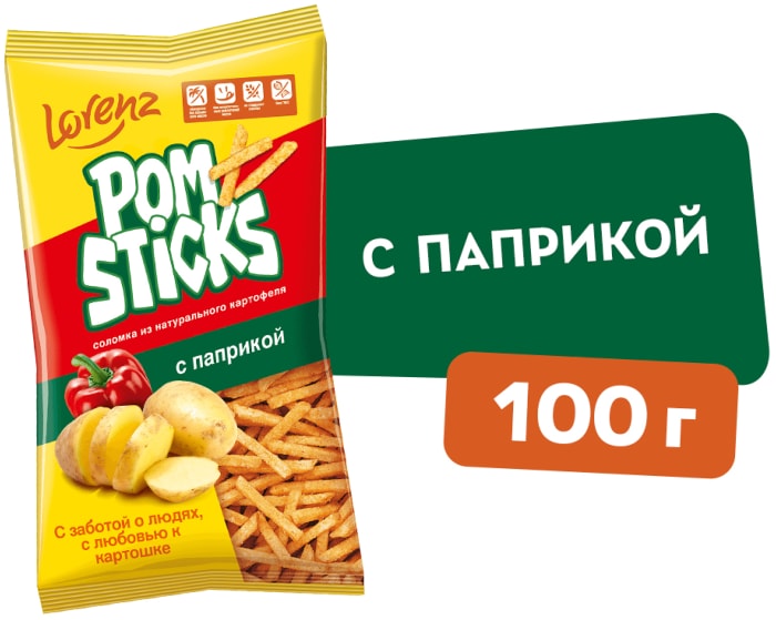 

Чипсы картофельные Pomsticks соломкой Паприка 100 г