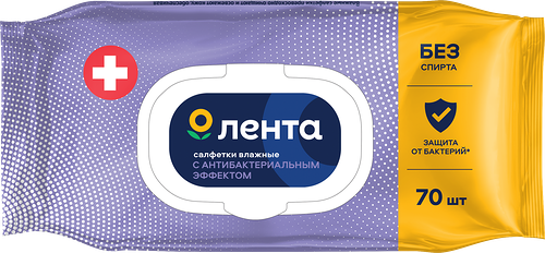 Салфетки влажные Лента антибактериальные 70 шт.