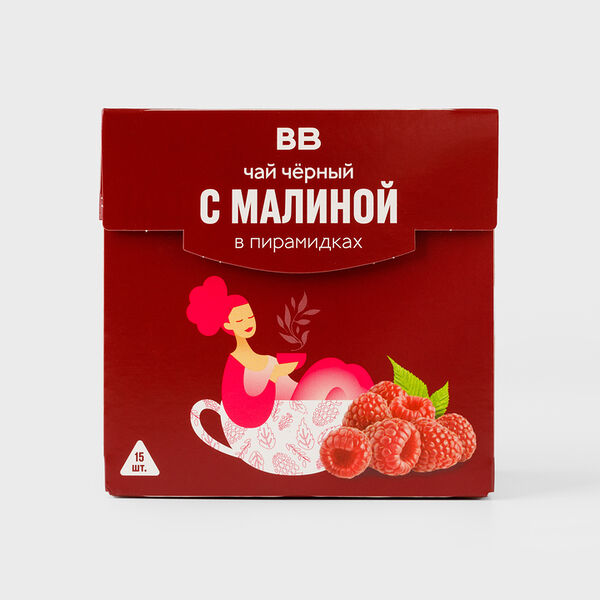 Чай черный с малиной ВкусВилл в пирамидках