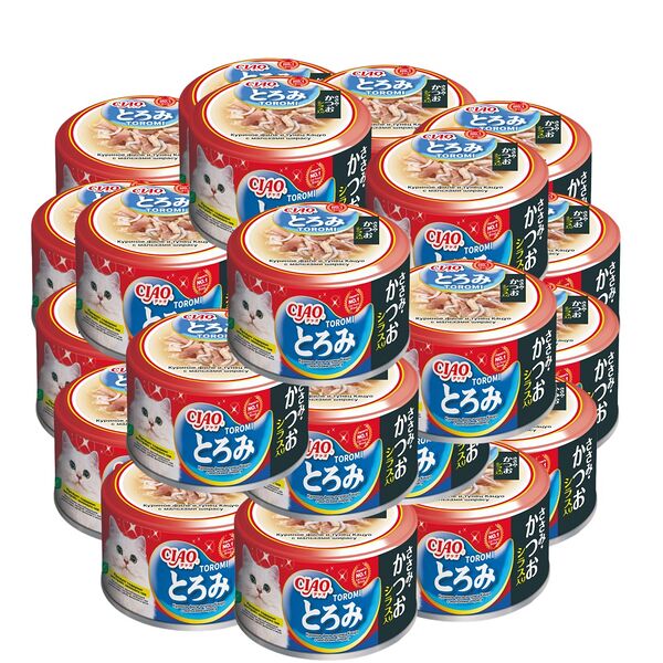 Корм для кошек INABA Тороми в бульоне филе курицы, тунец, сельдь банка 80г (упаковка - 24 шт)