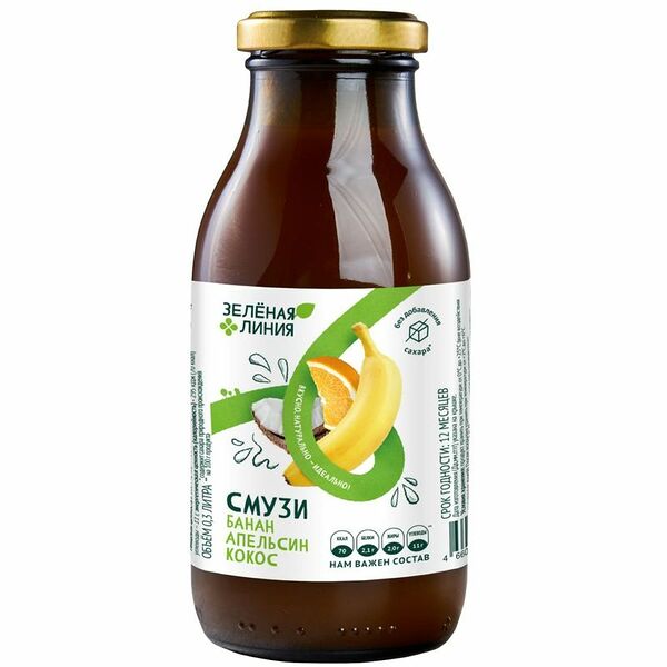 Смузи Банан-Апельсин-Кокос Зелёная Линия, 300мл