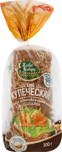 

Хлеб Хлеба Сибири Купеческий ржано-пшеничный нарезанный, 300 г
