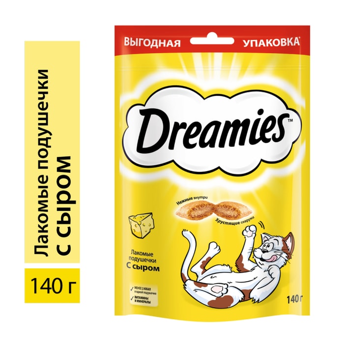 

Лакомство для кошек Dreamies подушечки с сыром 140 г