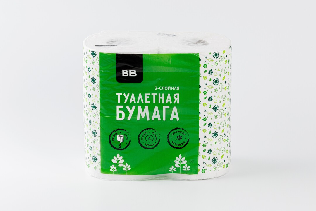 

Туалетная бумага ВкусВилл белая 3 слоя 4 рулона