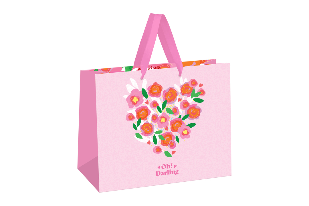 

Пакет подарочный Meshu Pink flower 32х26х12 см матовая ламинация