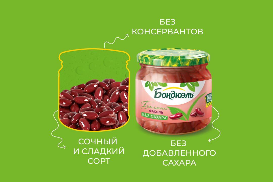 

Фасоль консервированная Бондюэль красная без сахара 360 г