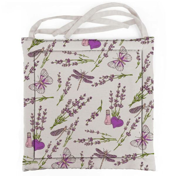 Подушка на стул Лаванда, 40х40 см, хлопок/лен, шелкография, в ассортименте