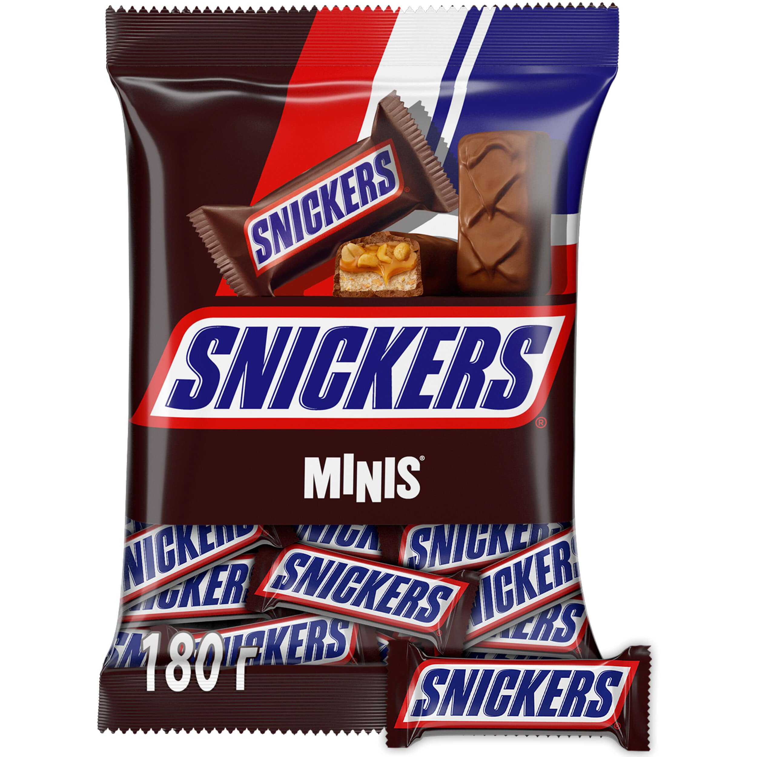 

Шоколадные конфеты Snickers Minis с карамелью арахисом и нугой 180 г