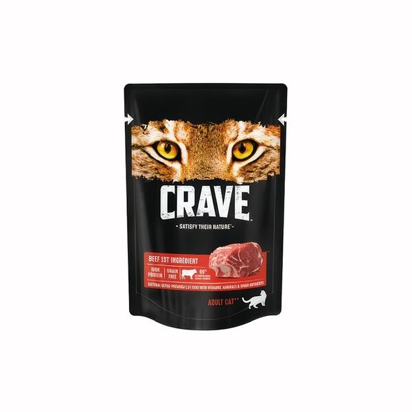 Влажный корм для взрослых кошек CRAVE Говядина 70г