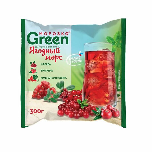 Смесь ягодная Морозко Green Ягодный морс замороженная 300г