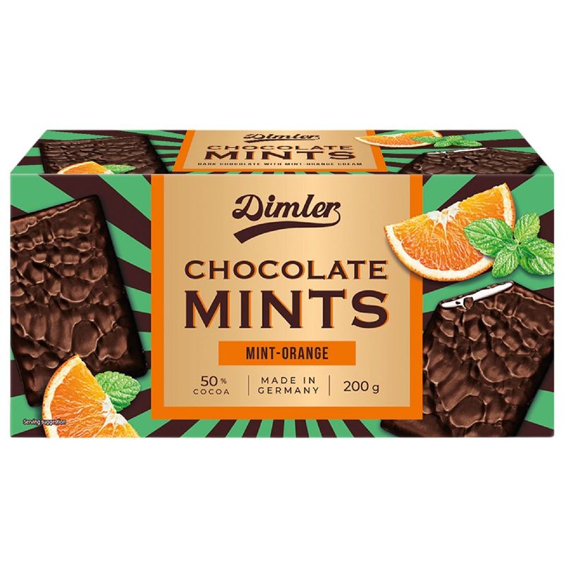 

Шоколад Dimler тёмный с начинкой со вкусом апельсина и мяты 200 г