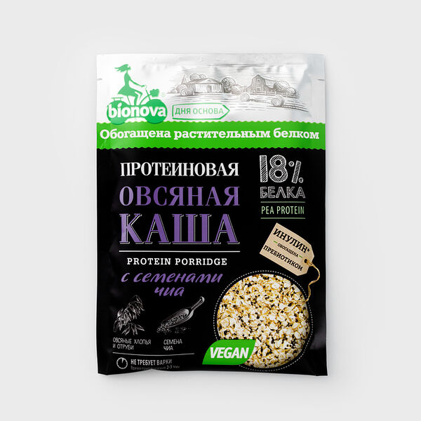 Каша овсяная протеиновая Bionova с семенами чиа, 40г