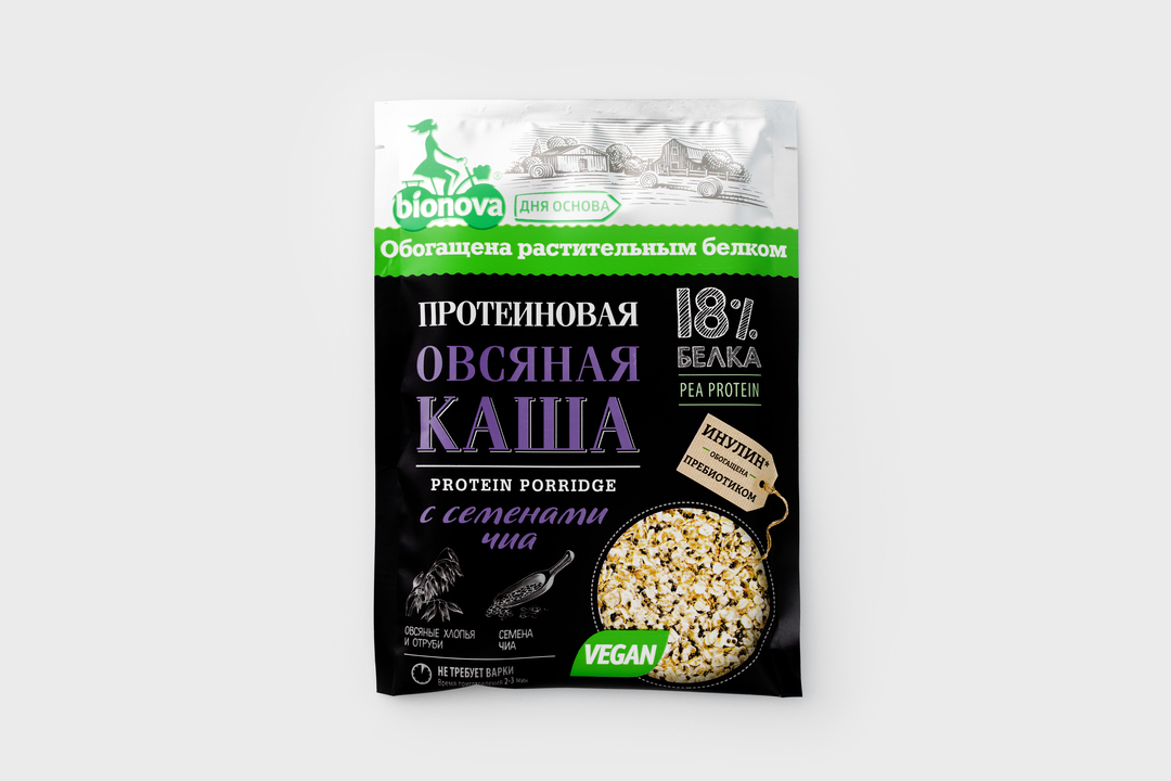 

Каша овсяная протеиновая Bionova с семенами чиа, 40 г
