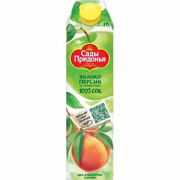 Сок Сады Придонья яблоко-персик с мякотью, 1 л