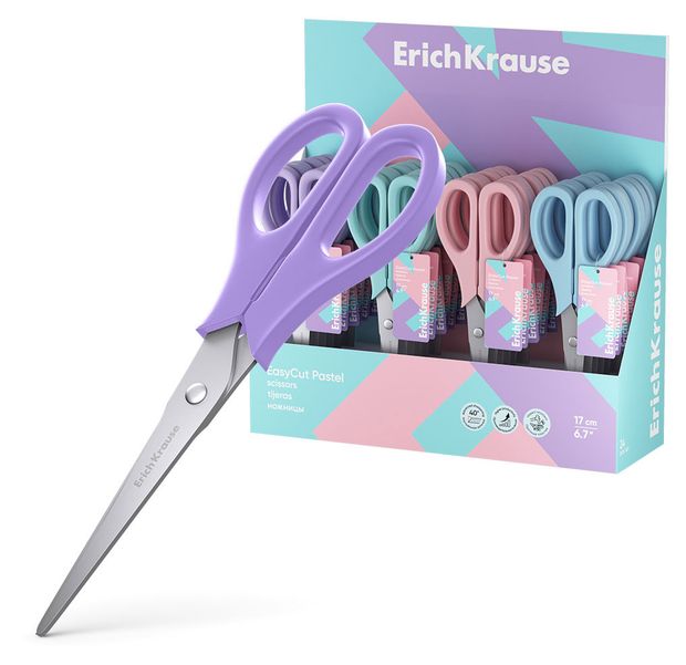 

Ножницы ErichKrause EasyCut Pastel, 17 см, 1 шт, в ассортименте