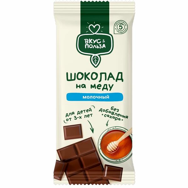 Шоколад Вкус и Польза На меду молочный 46% 60 г