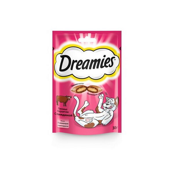 Лакомство Dreamies™ для взрослых кошек с говядиной 30гр