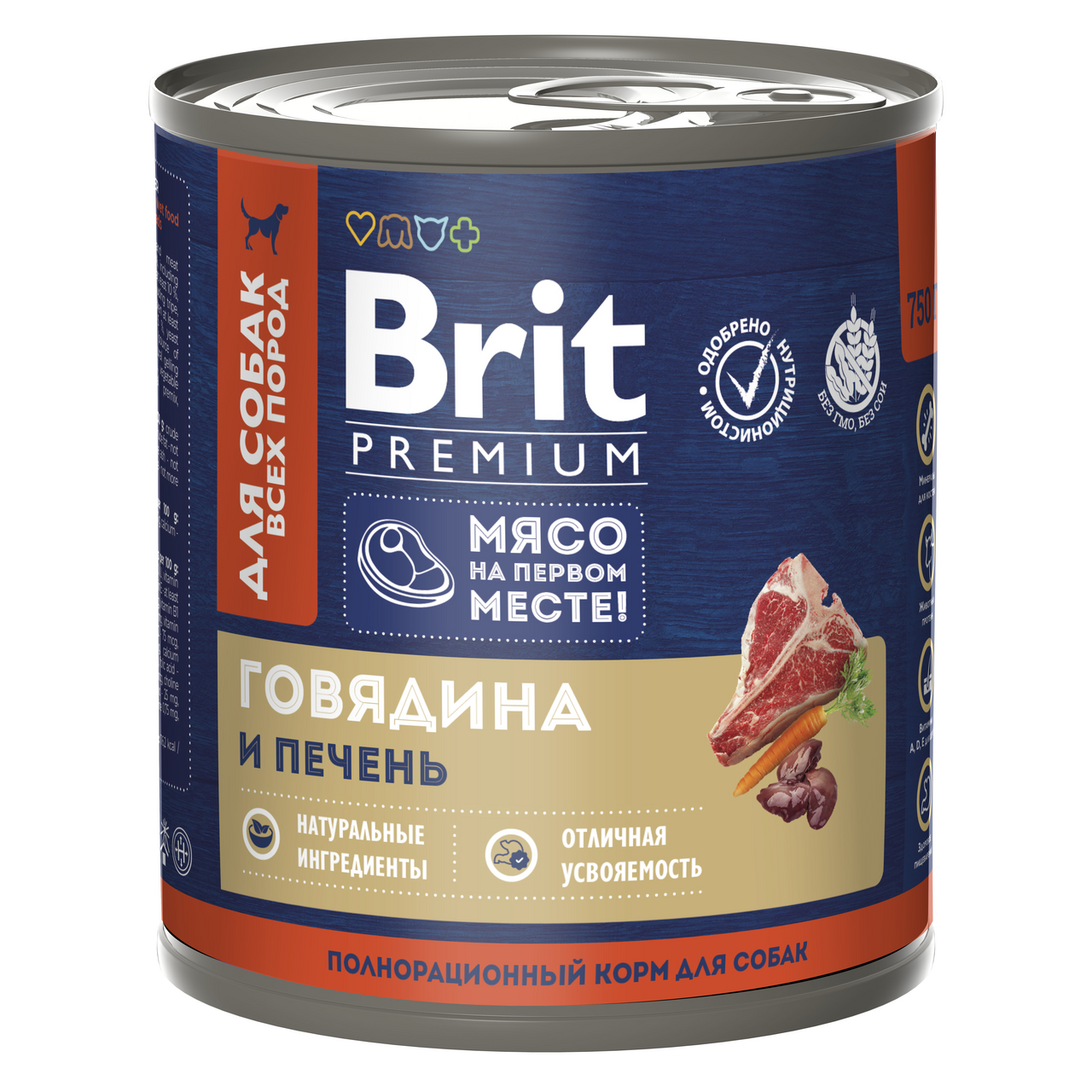 

Влажный корм для собак Brit Premium Говядина и печень 750 г