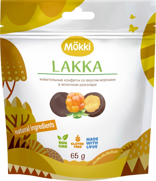 

Жевательные конфеты Mokki в молочном шоколаде со вкусом морошки 65 г