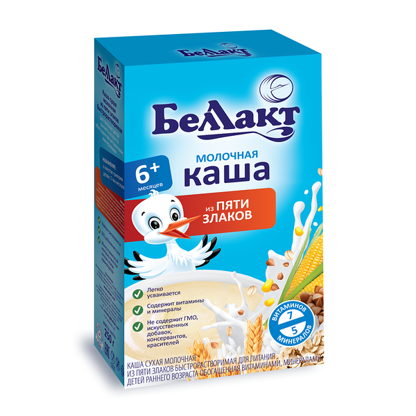 Каша молочная Беллакт 5 злаков с 6 месяцев, 250г