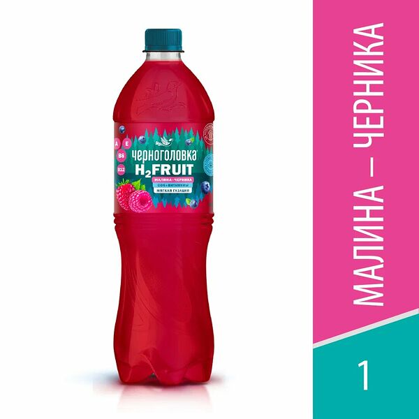 Вода газированная Черноголовка H2FRUIT с соком малины и черники 1 л