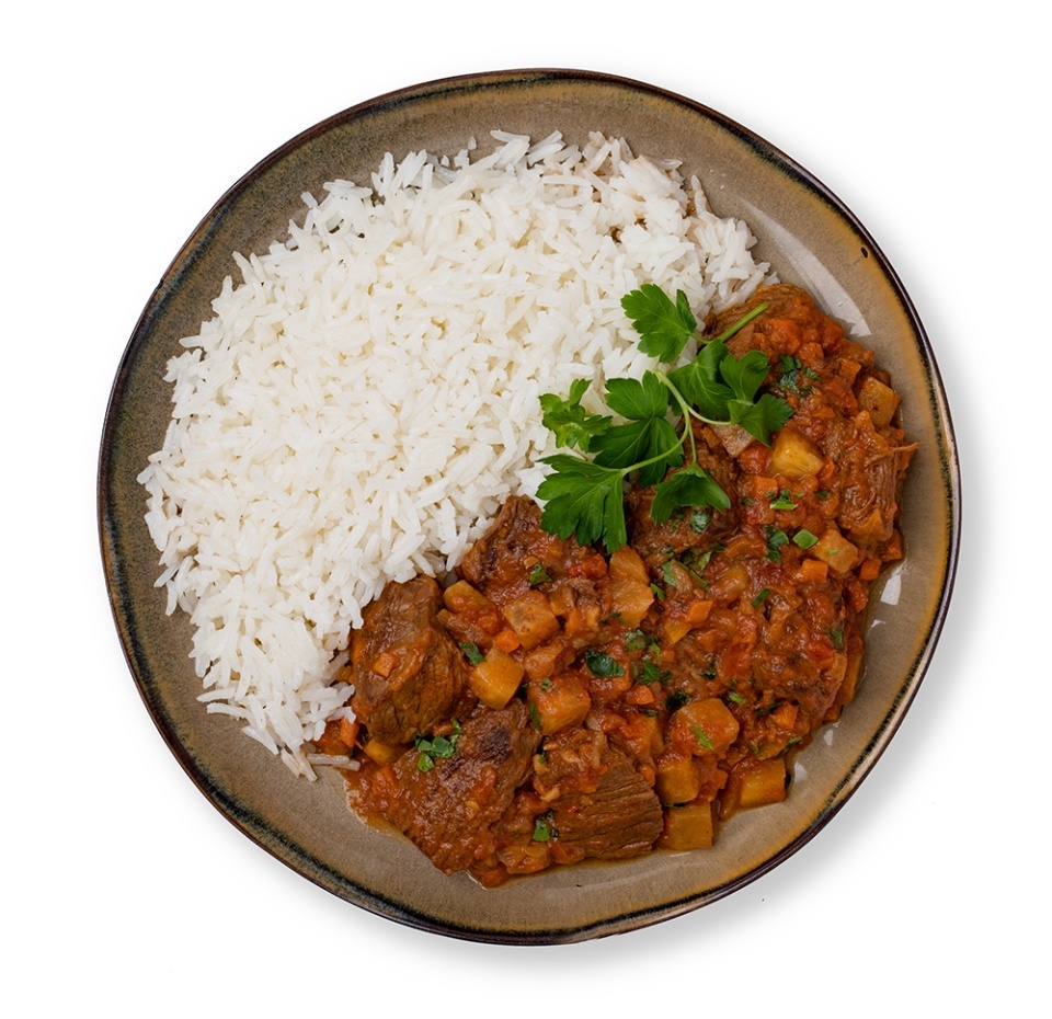 

Говядина тушеная Азбука Вкуса в томатном соусе с рисом 290 г