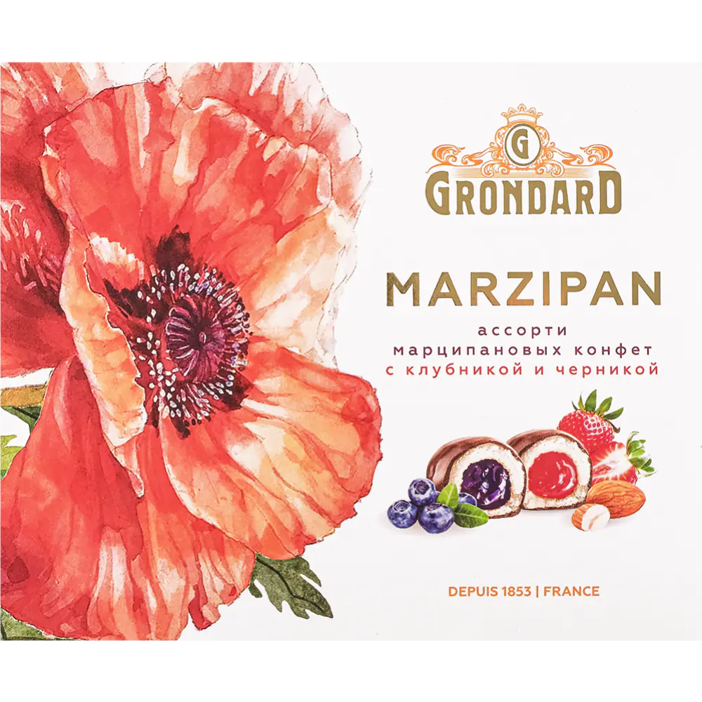 

Набор конфет Grondard Ассорти марципановые клубника, черника 112 г