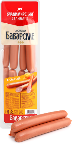 

Сосиски Владимирский Стандарт Баварские с сыром 350 г