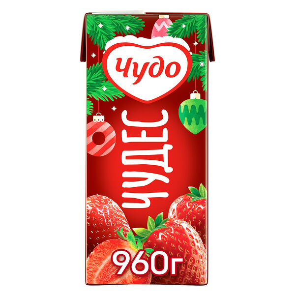 Коктейль молочный Чудо, со вкусом клубника, 2%, 960г