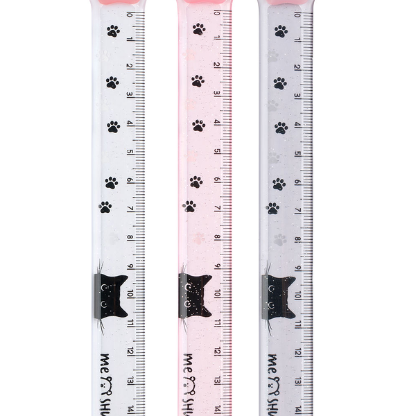 Линейка Meshu Paw 15см, пластиковая, тонированная, с блестками, 1 шт., в ассортименте